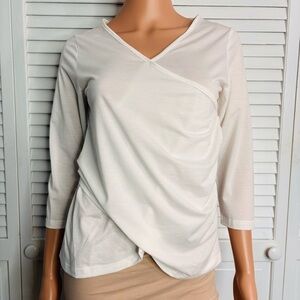 ORWYY White V-Neck Wrap Long Sleeve Shirt